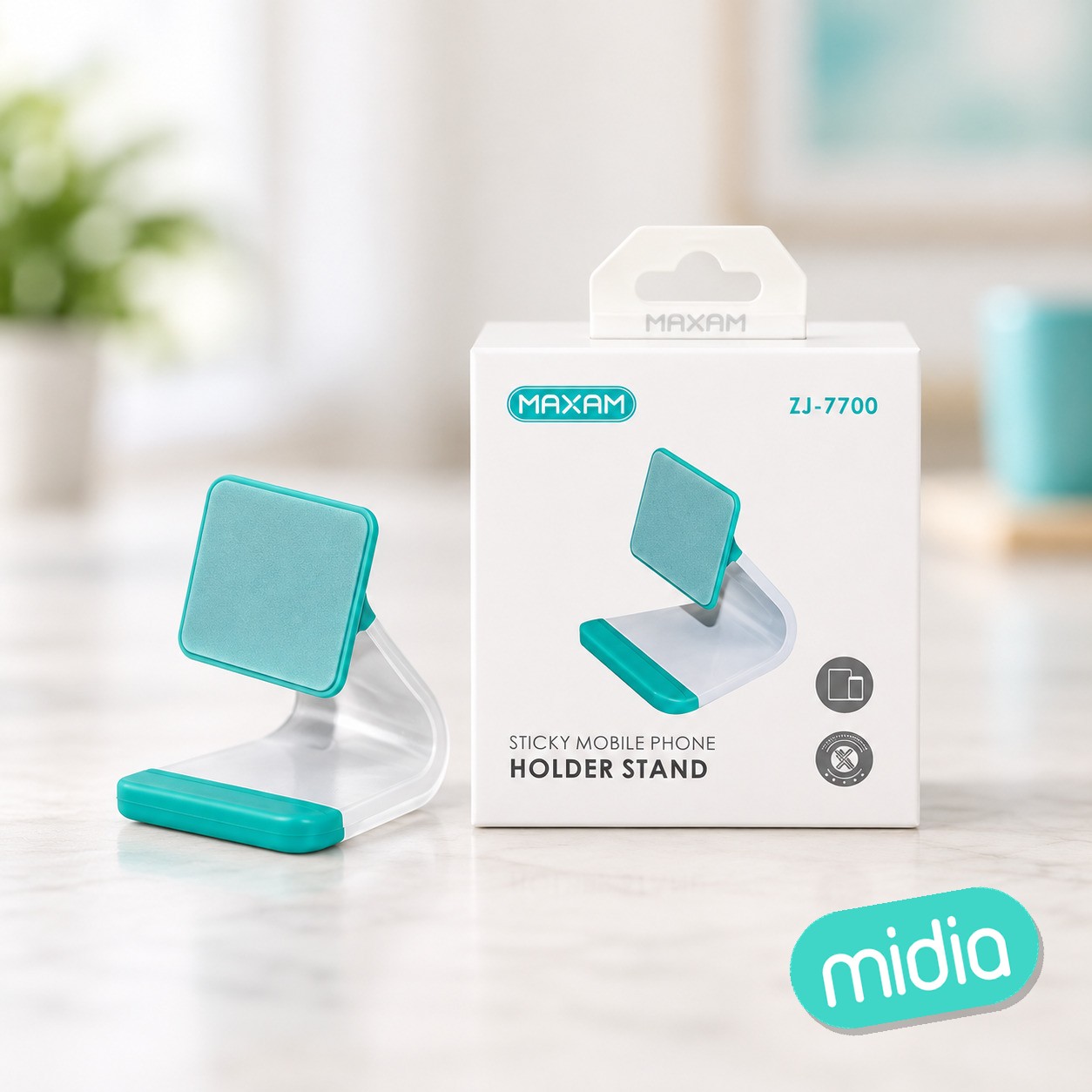 Zj-7700 blanco&verde sticky soporte para teléfono móvil