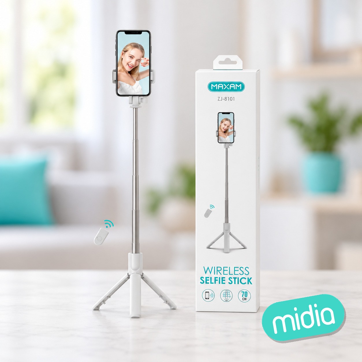 ZJ-8101 White Wireless selfie stick