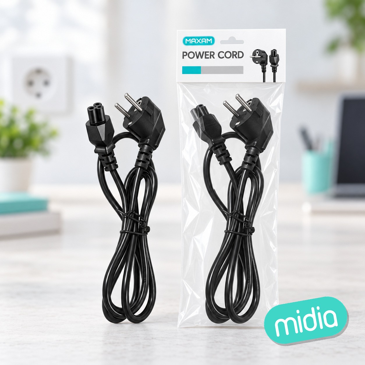DL-2201 Cable de alimentación negro de 2 clavijas de CA para enchufe de pared de 3 ranuras de 1,5 m