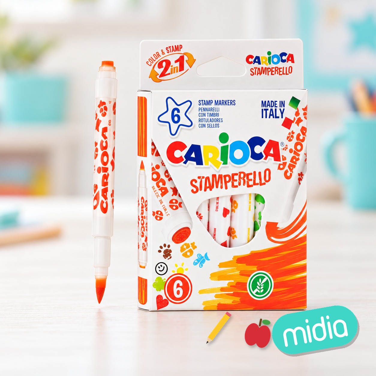 Caja 6 rotuladores stamparello carioca