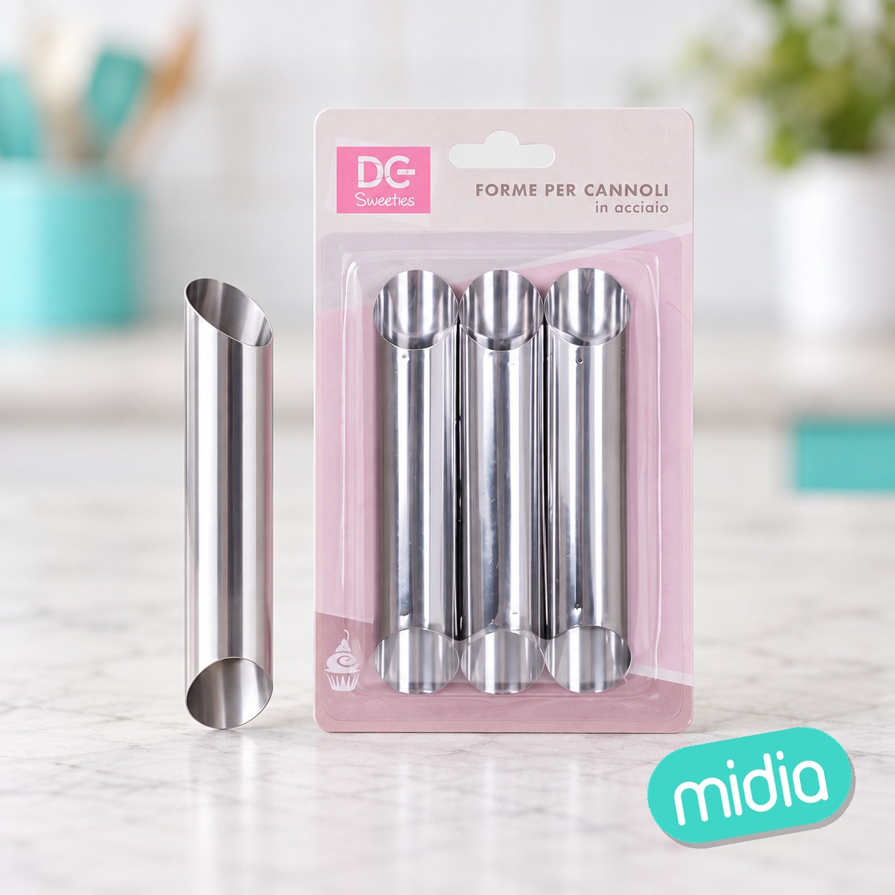 Dc casa stampo cannolo acciaio 2,5x12cm 3pz