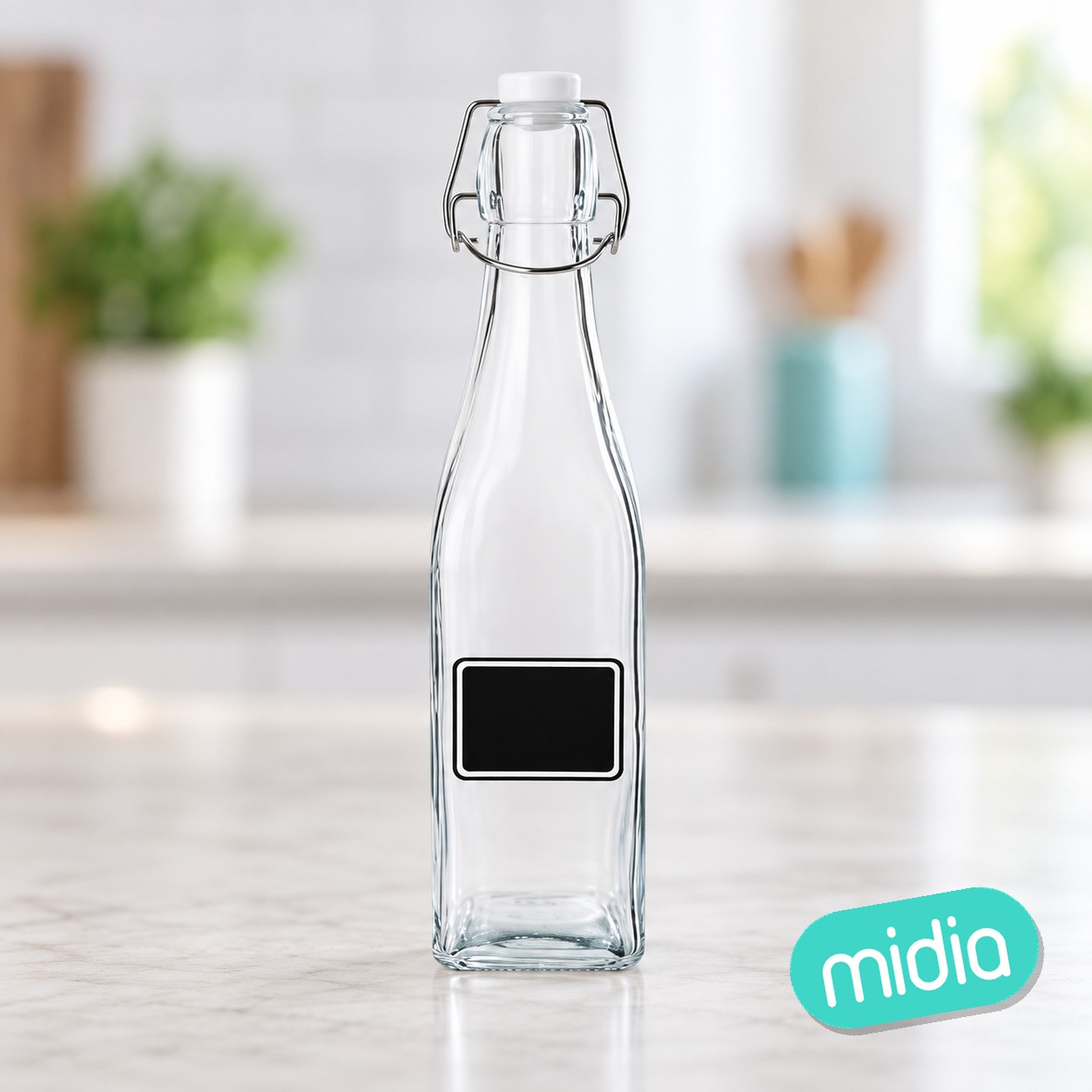Botella de cristal 6,5x6,5x27,3cm 500ml