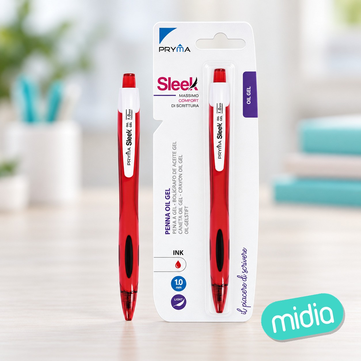 Bolígrafo de clic de gel 1.0mm rojo