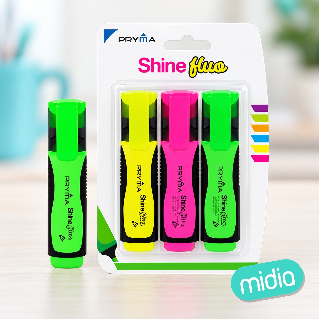 Subrayador shine cabeza plana 2/5mm 3pz