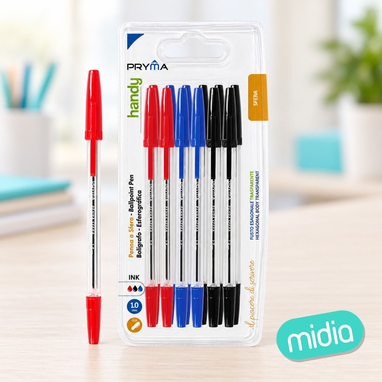 Bolígrafo con tapa 1mm 12pz