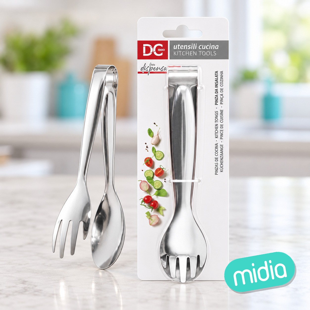 Pinza ensalada acero 20cm