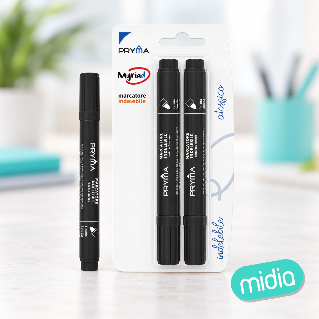 Marcador permanente redondo 2mm 2pz negro