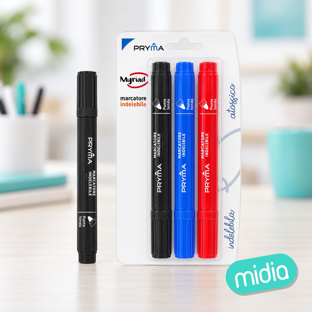 Marcador permanente redondo 2mm 3pz nbr