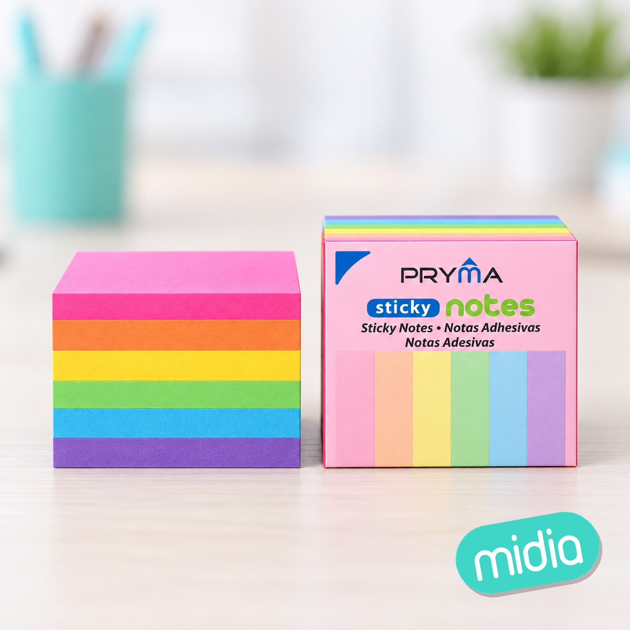 Bloc de notas 75x75mm 500ff y marcadores adhesivo