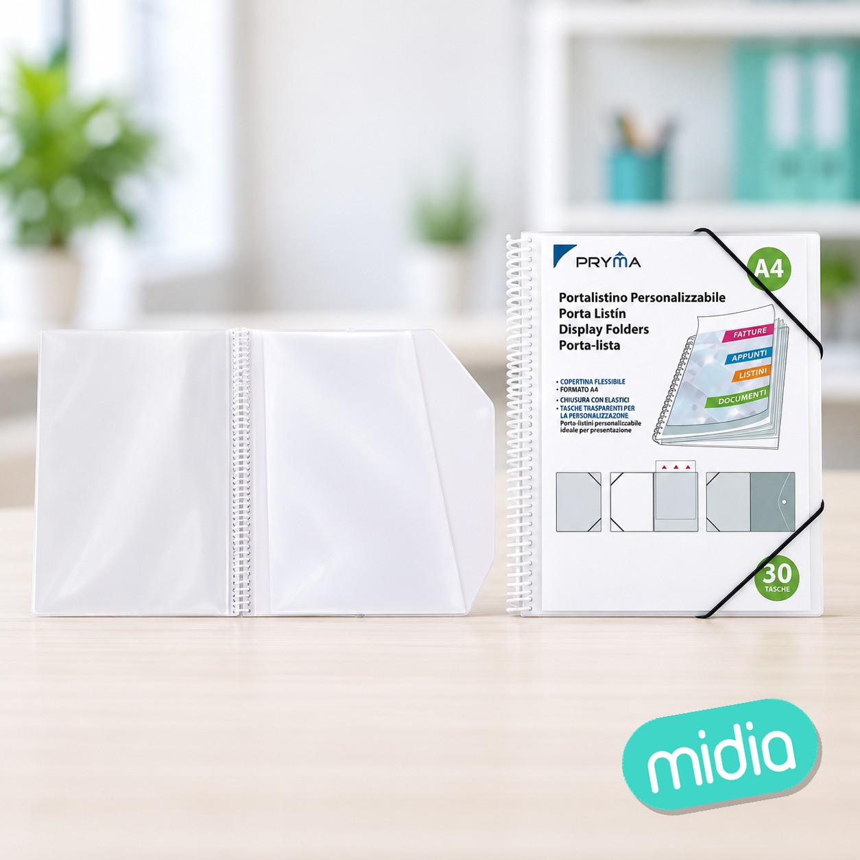 Carpeta anillo y goma funda transparente 30p