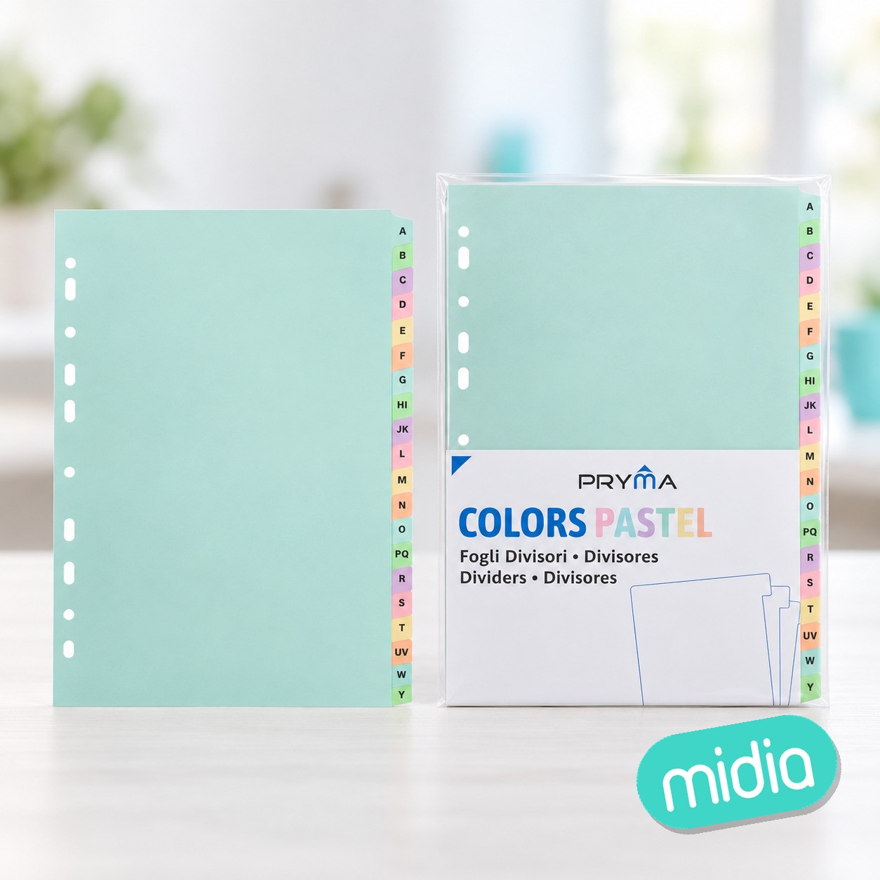 Separadores indice pastel con letras 20 div