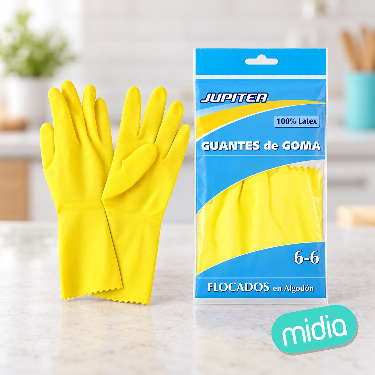 Guantes flocado amarillo t pq