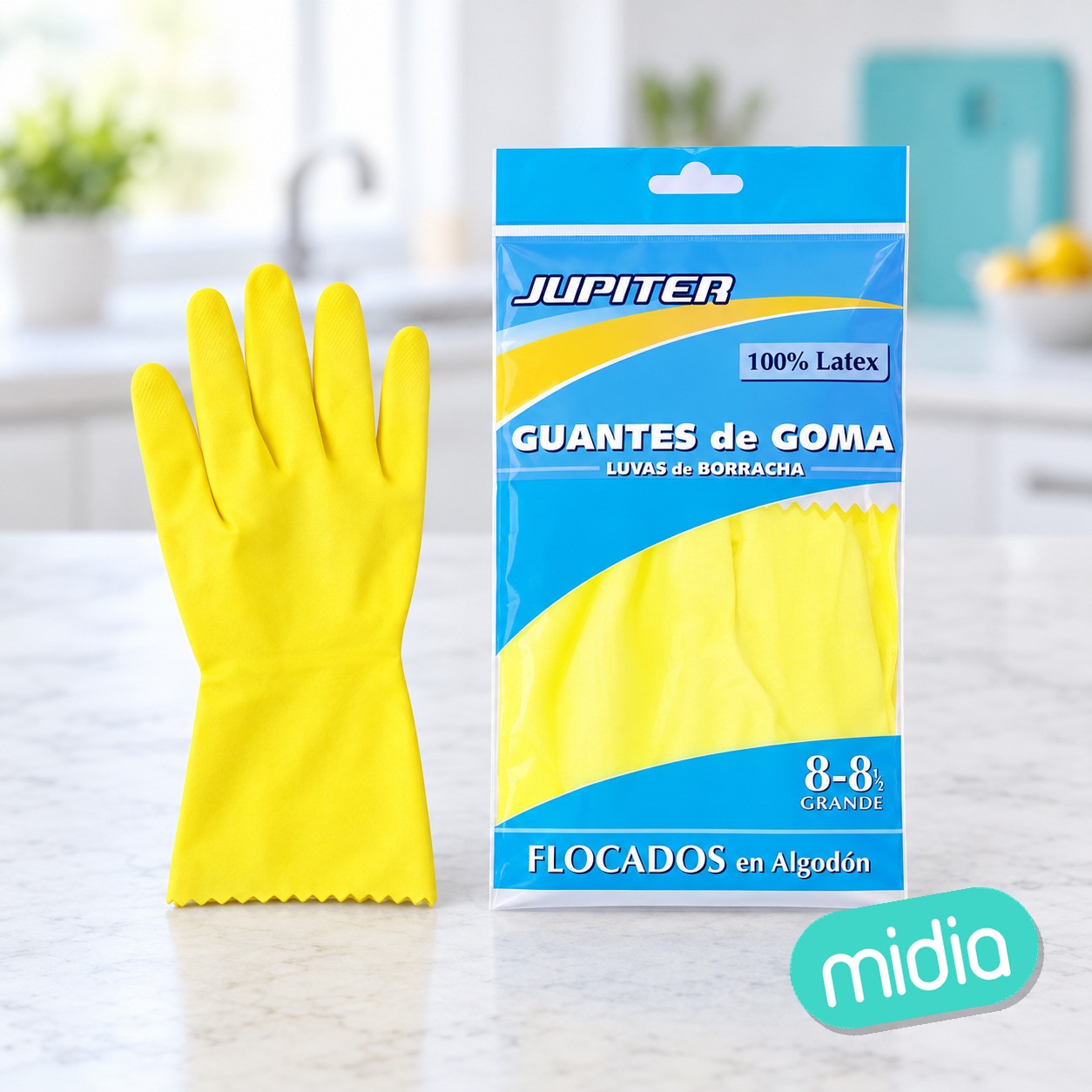 Guantes flocado amarillo t gd