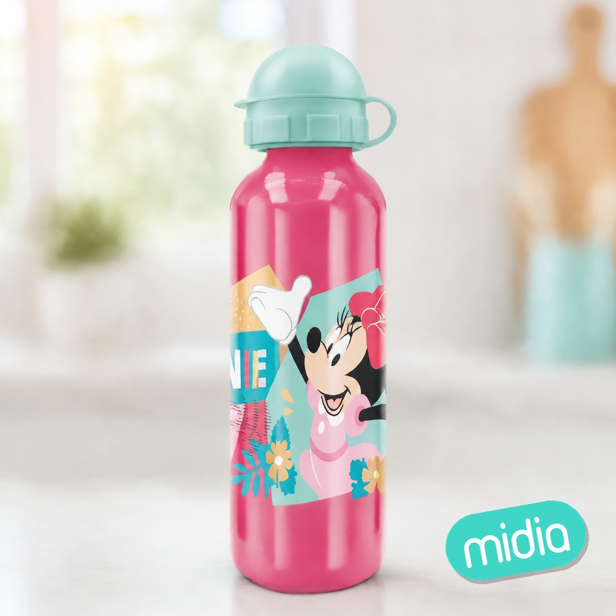 Stor botella aluminio alta 530 ml minnie mouse being more minnie