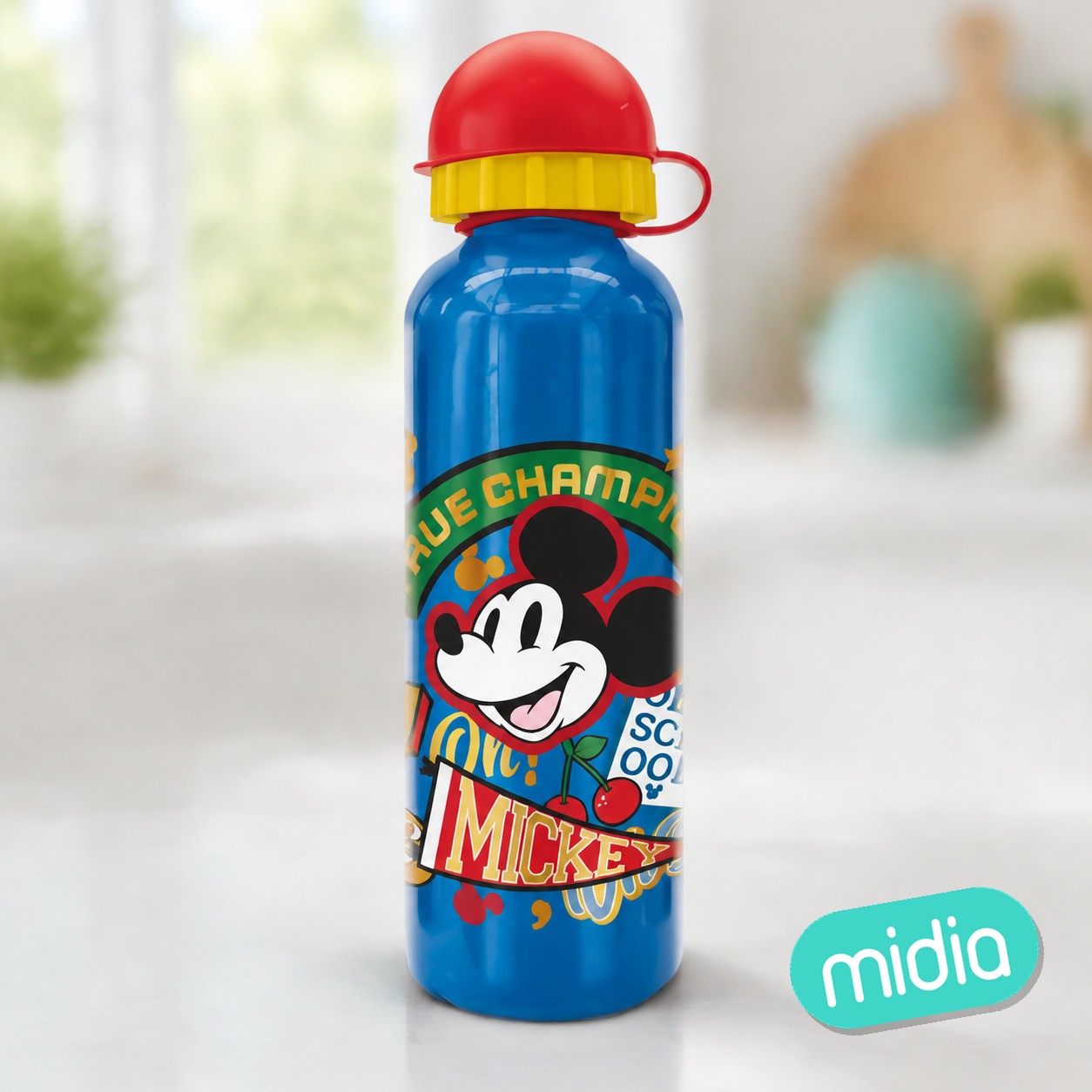 Stor botella aluminio alta 530 ml mickey true champions