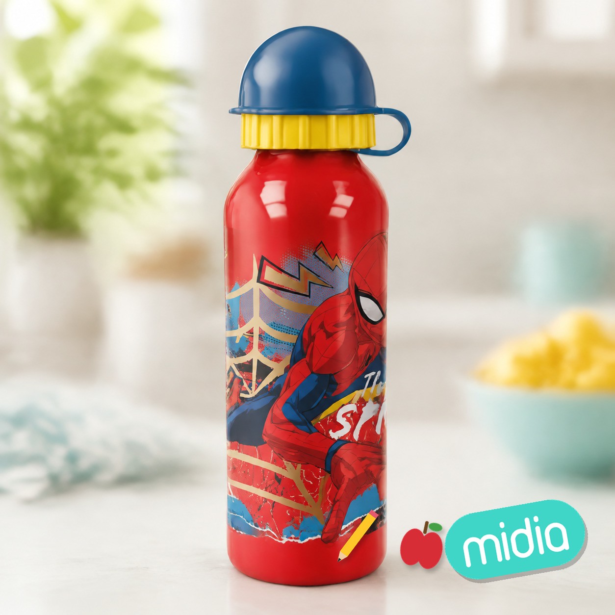 Stor botella aluminio pequeña 400 ml spiderman moving target