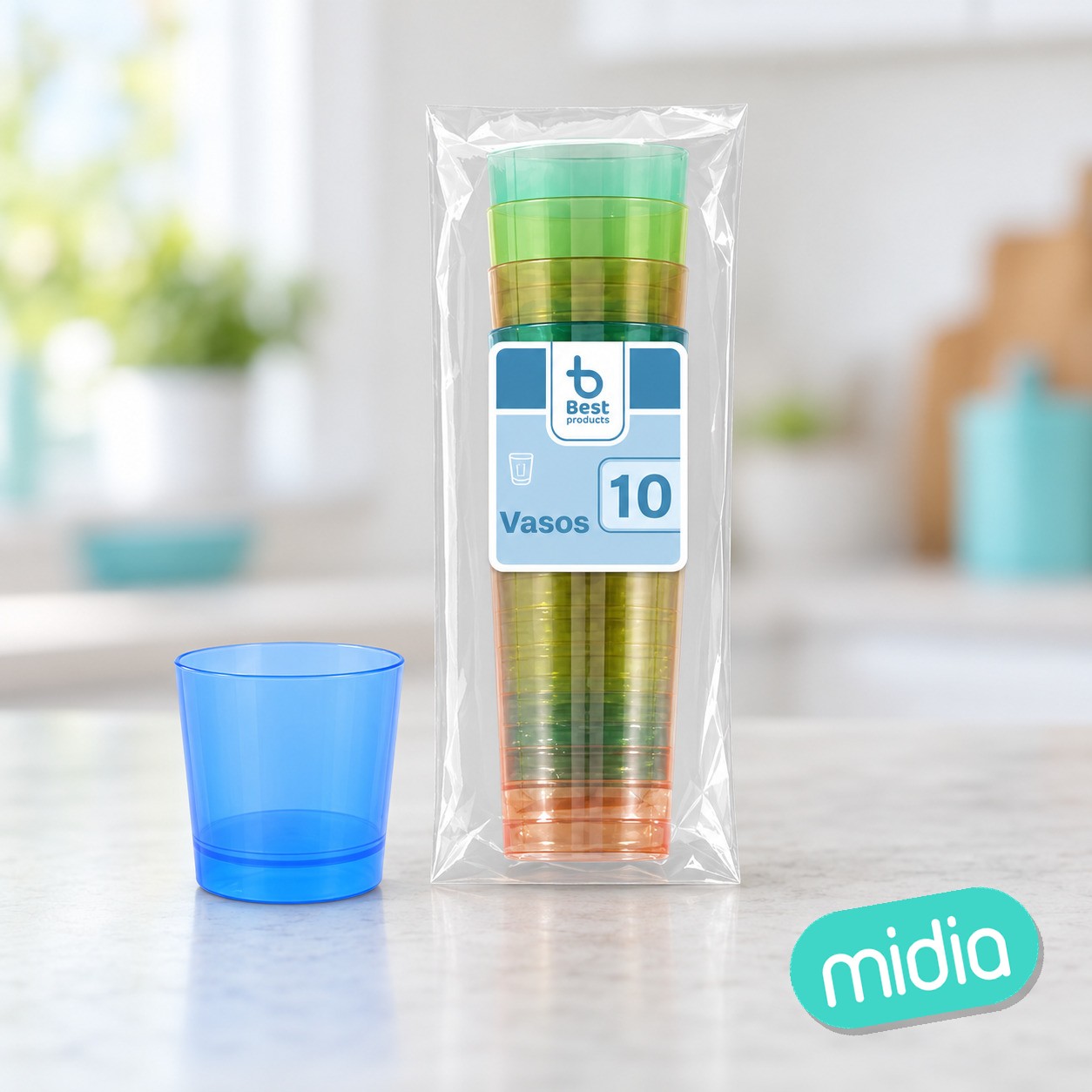 S/10 vaso reut. chupito 4 colores 33 cc