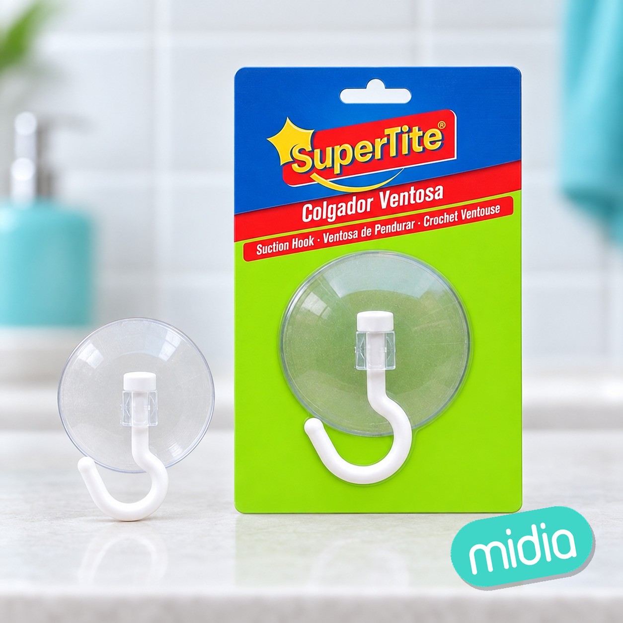 Colgador ventosa pvc 3col,75mmbli(10/120