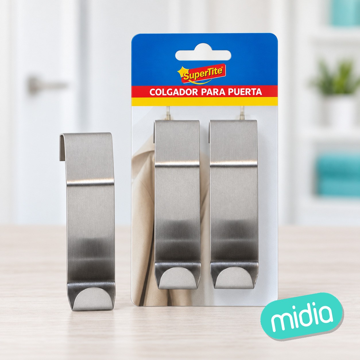 Perchero puerta inox, bl.2uds (12/144)