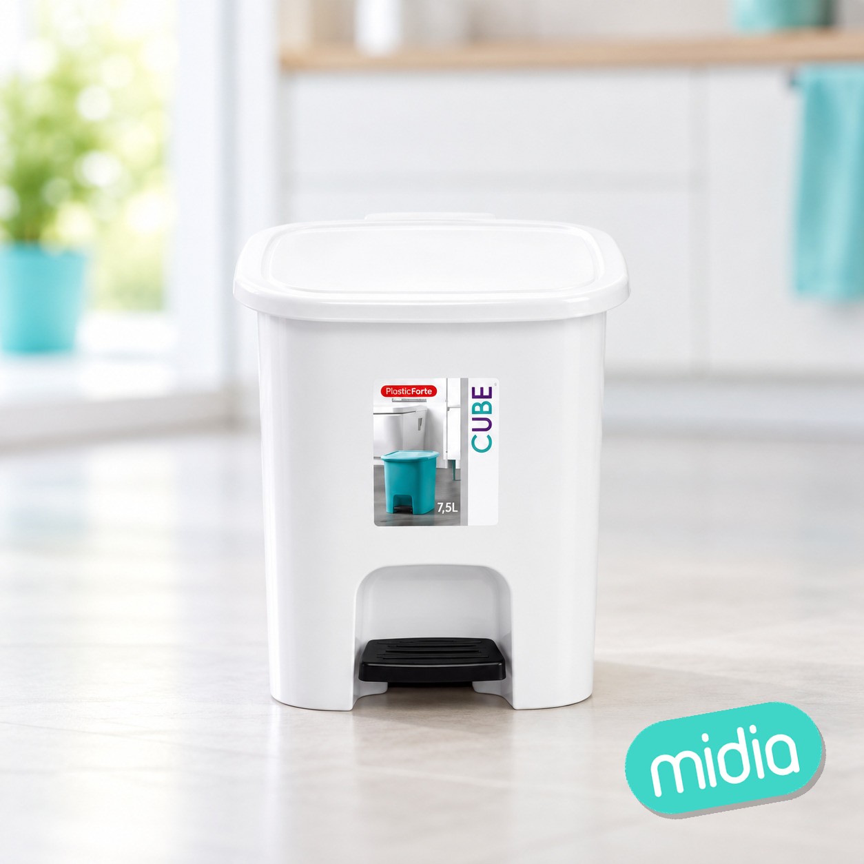Papelera 7.5l pedal blanco
