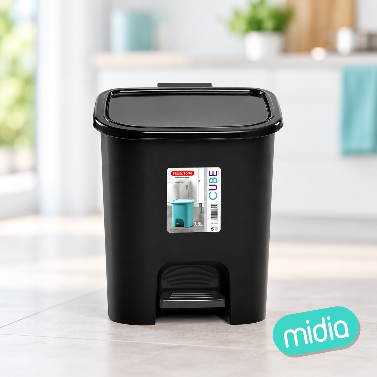 Papelera 7,5 l cube negro