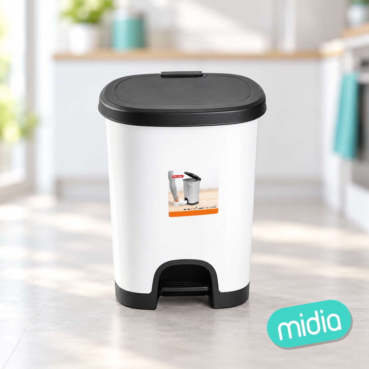 Cubo pedal 18 l black blanco
