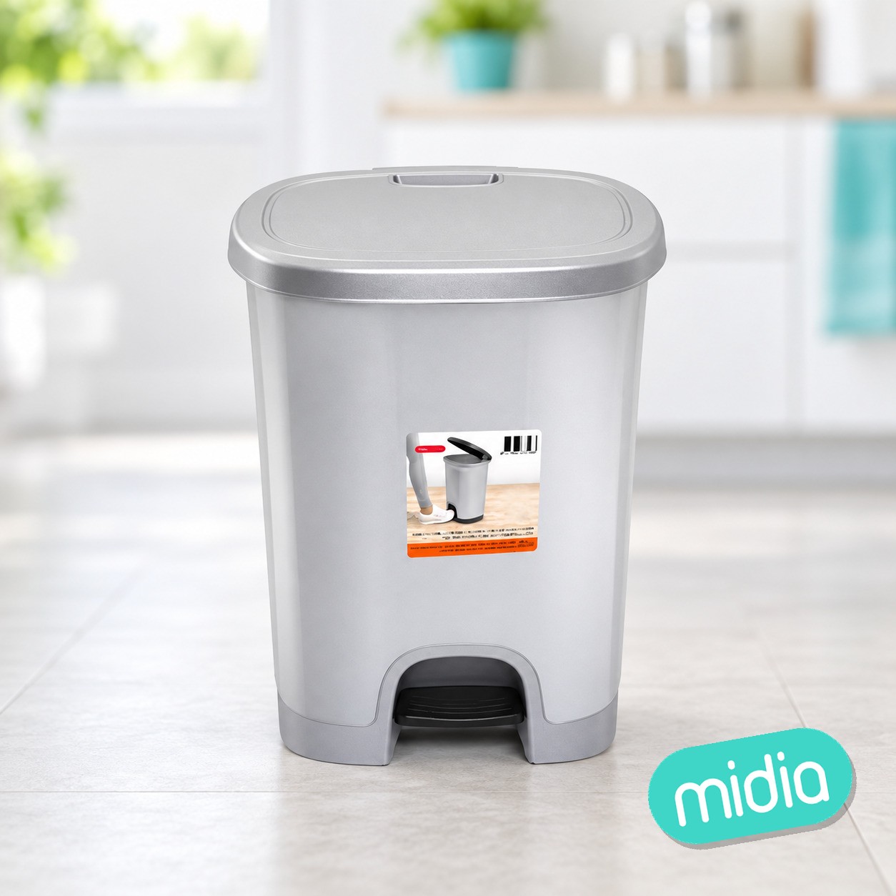 Cubo pedal 18l plata