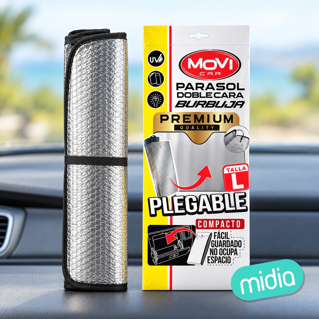 Parasol movi car aluminizado doble