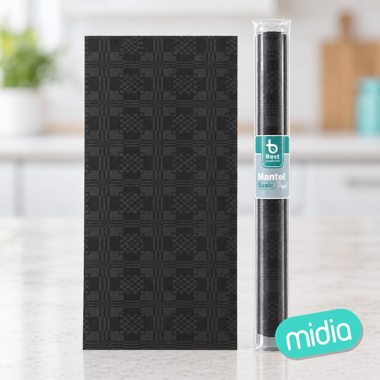 Rollo mantel basic negro 5 x 1,2 m