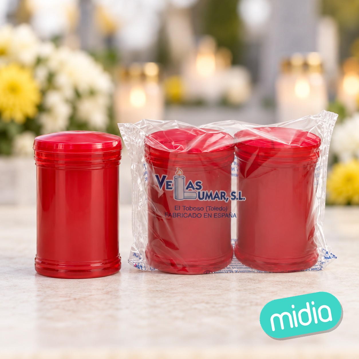 Pack 2 Velón Mediano V-3 Rojo