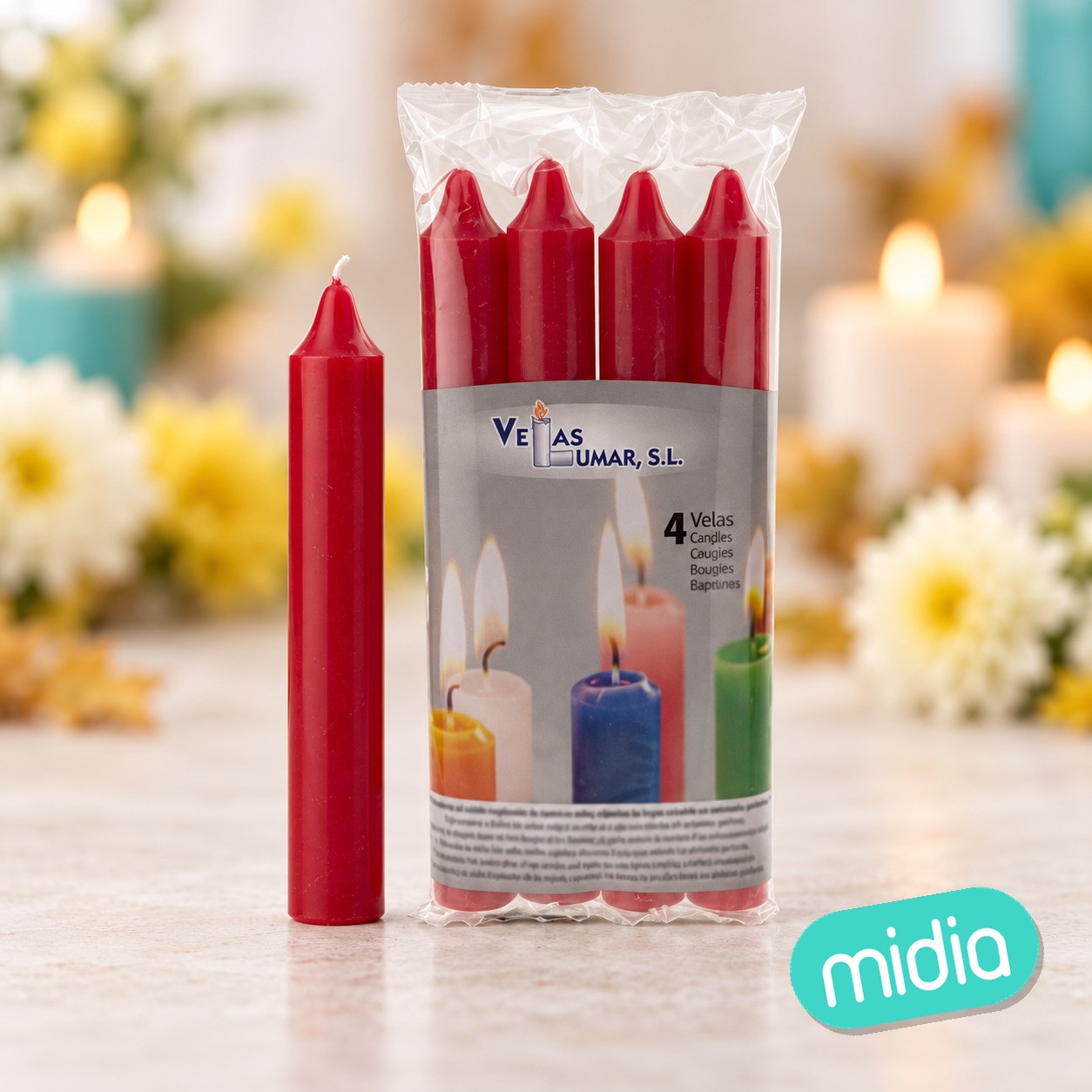 Pack 4 velas rojo