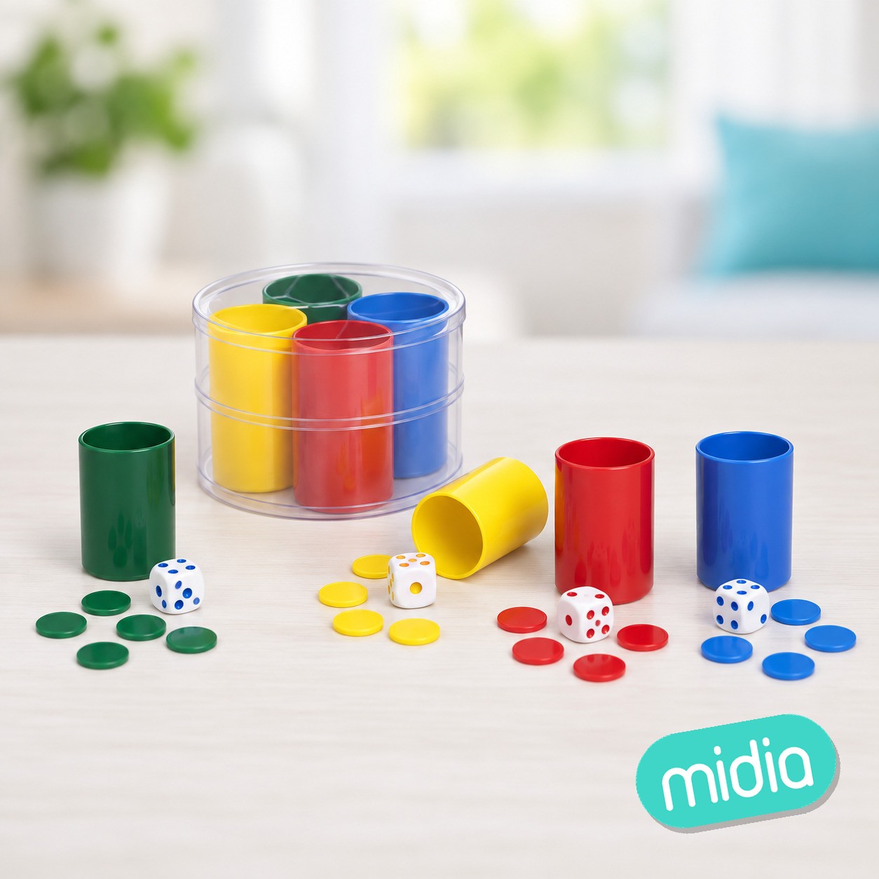 Fichas parchis 4 jugadores caja circular