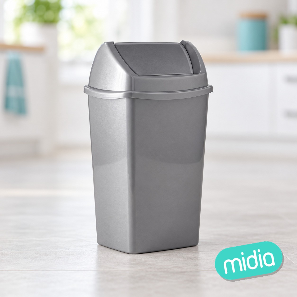 Papelera segre basculante cuadrada 9 l. gris