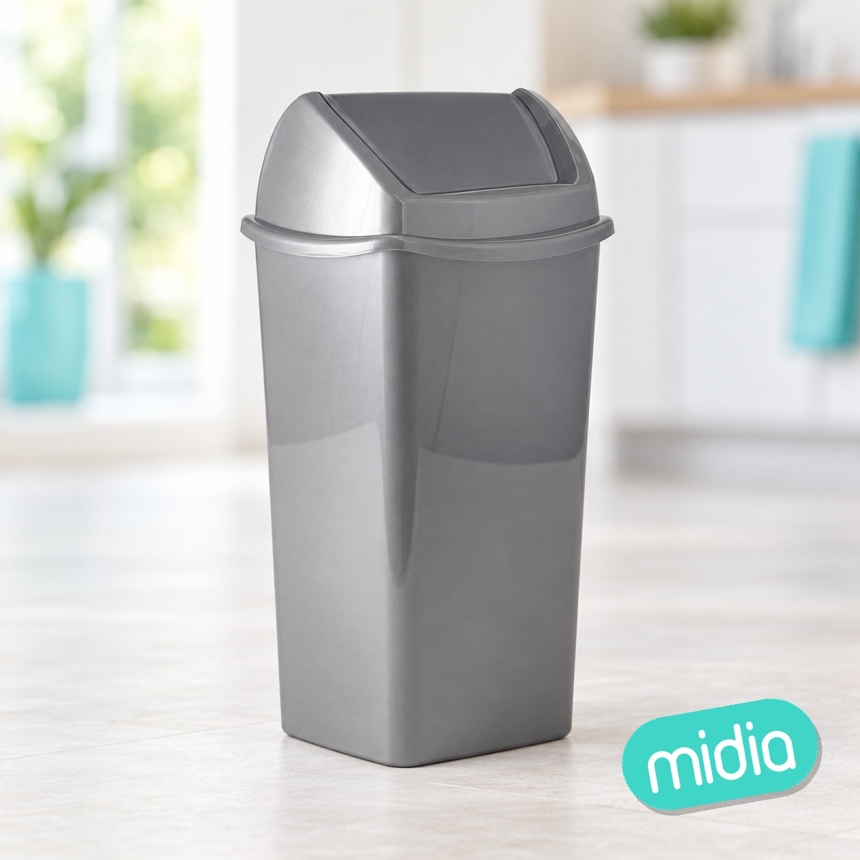 Papelera segre basculante cuadrada 25 l. gris