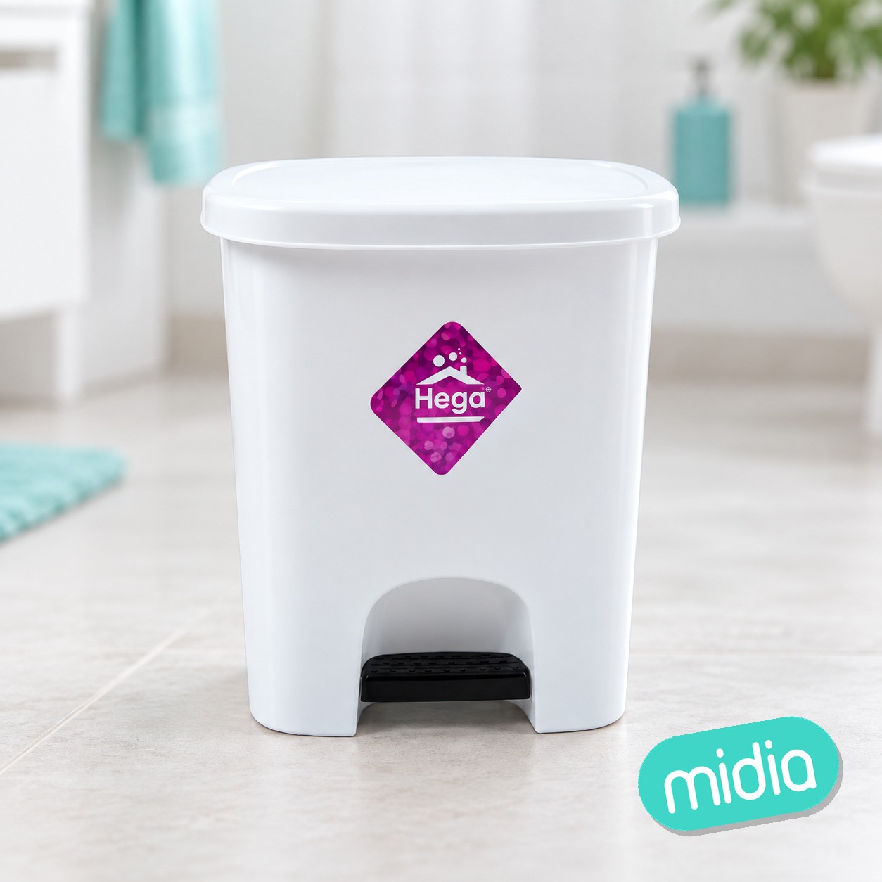 Cubo aranda cuadrado con pedal 6 l. blanco