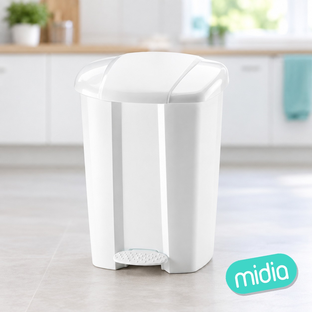 Cubo zaire cuadrado con pedal 25 l. blanco