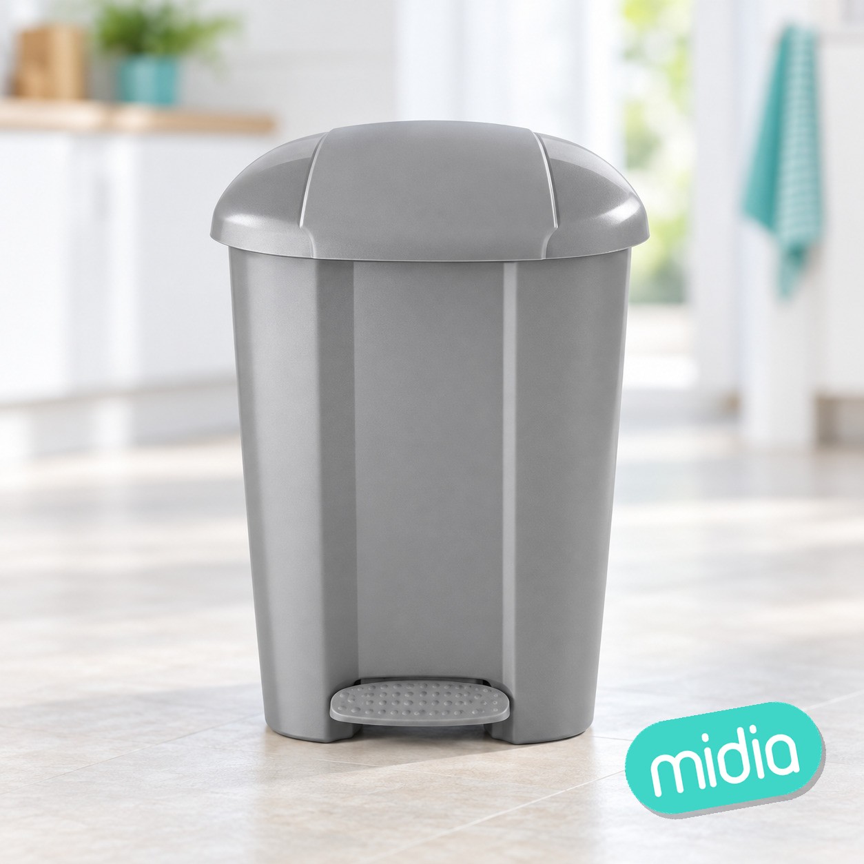 Cubo zaire cuadrado con pedal 25 l. gris