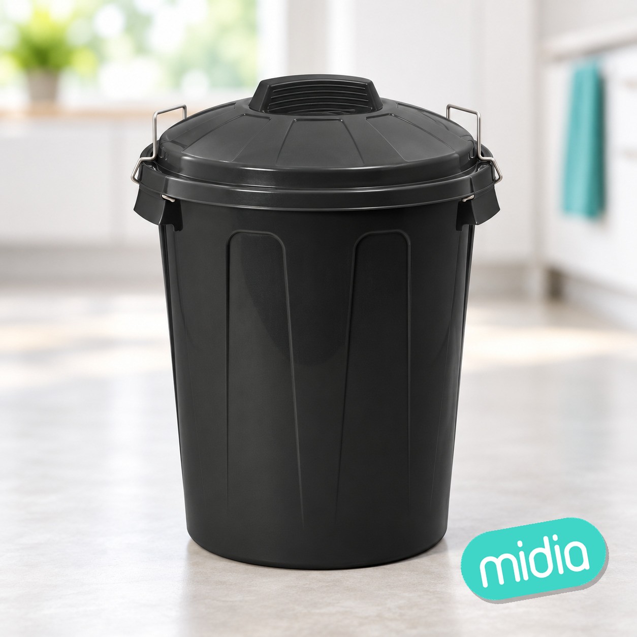 Cubo basura esla nº2 redondo con asas metal 21 l. gris