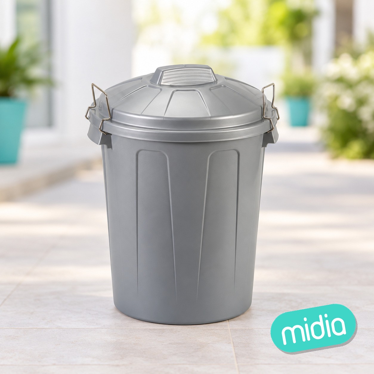 Cubo basura esla nº1 redondo con asas metal 7 l. gris