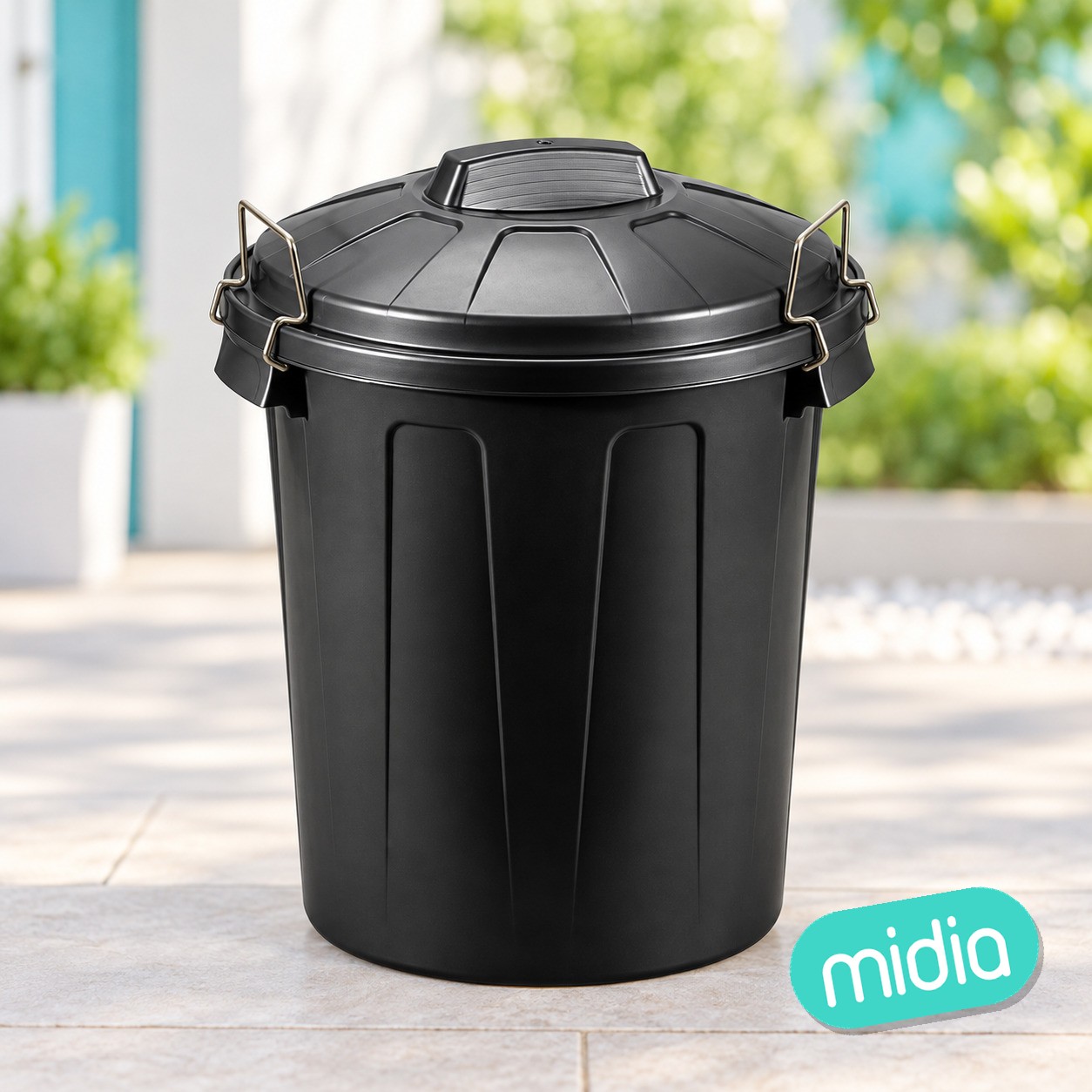 Cubo basura esla nº2 redondo con asas metal 21 l. negro
