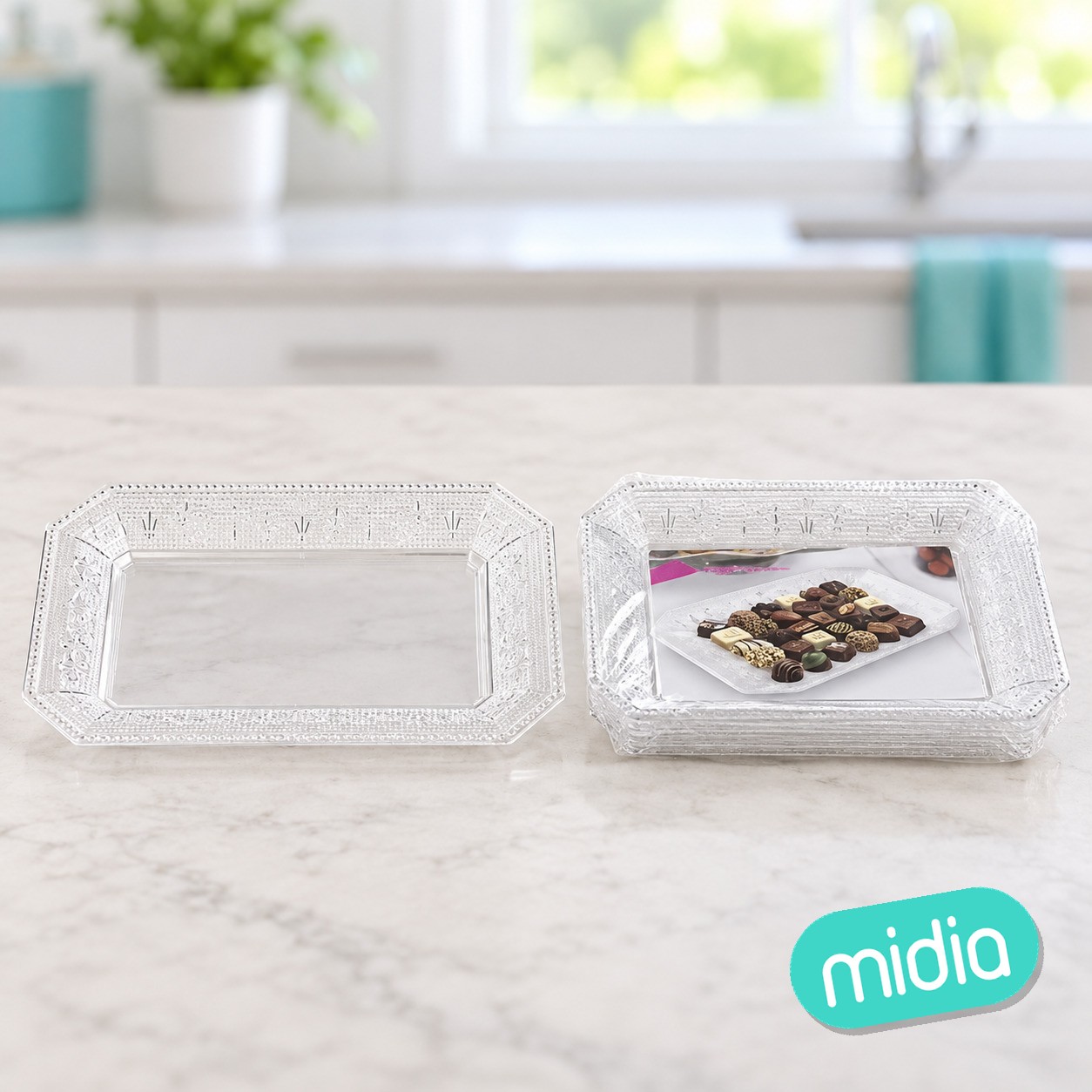 Bandeja cuenca luxe rectangular 28 cm.