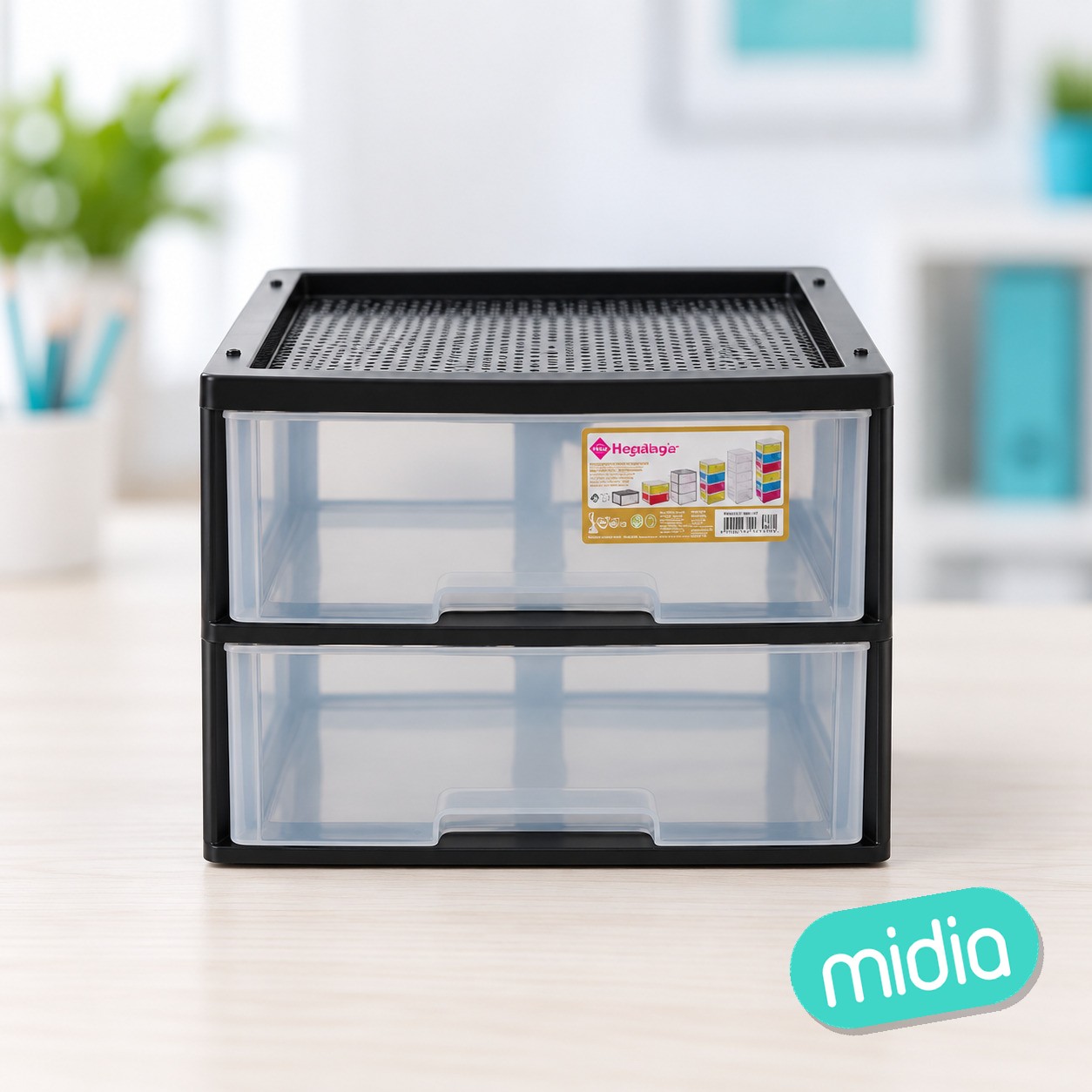Cajonera eiffel modular 2 cajones negro transparente