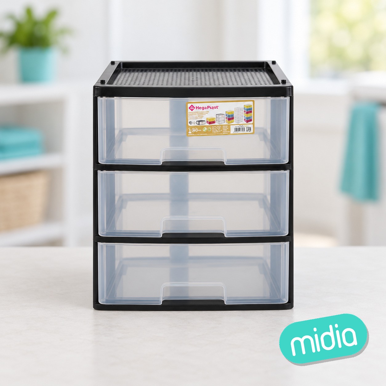 Cajonera eiffel modular 3 cajones negro transparente