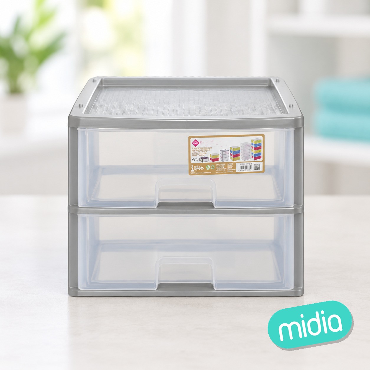 Cajonera eiffel modular 2 cajones gris transparente