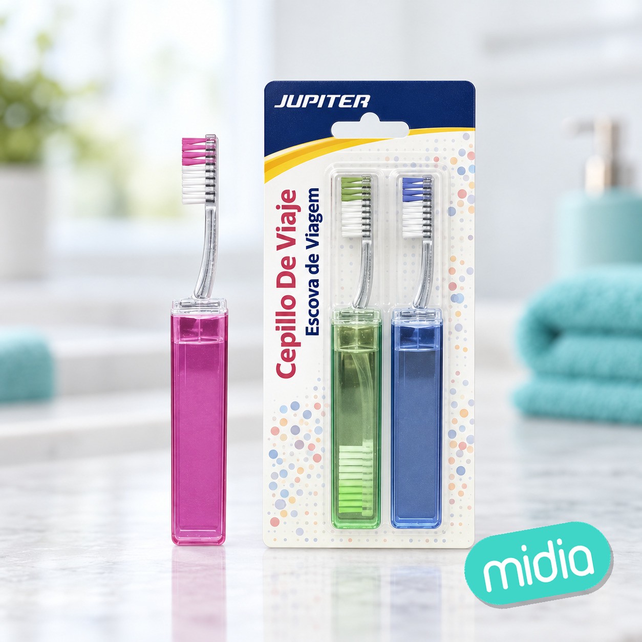 Cepillo dientes jupiter plegable viaje adulto 2 ud