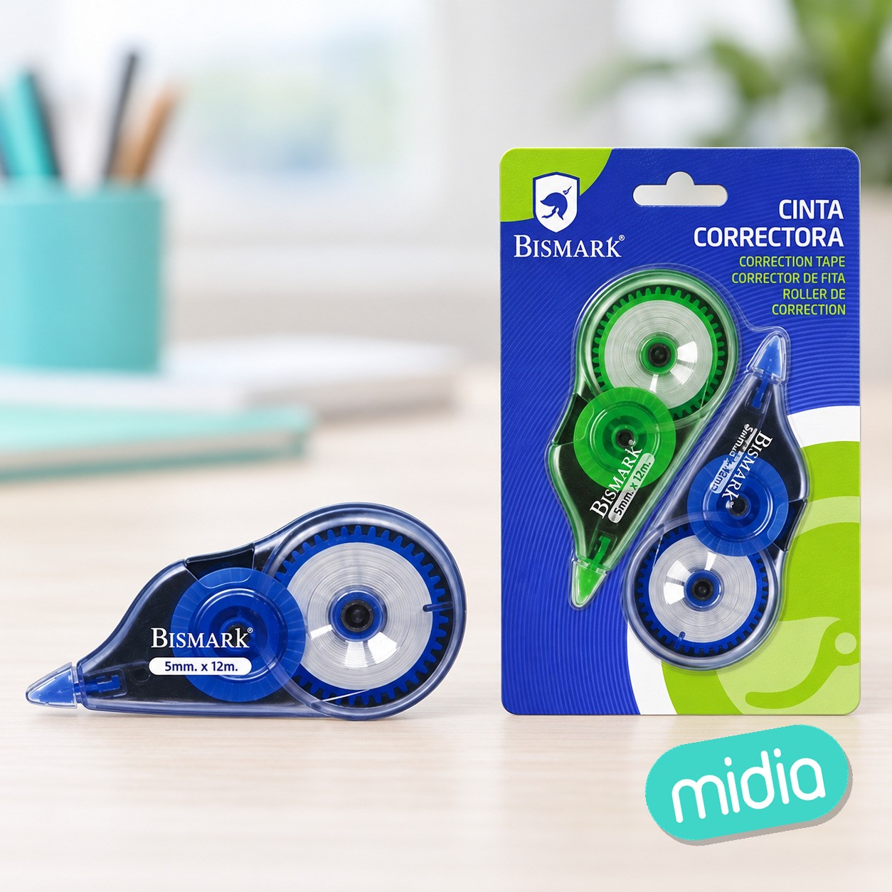 Cinta correctora bismark 12m blister 2 uds
