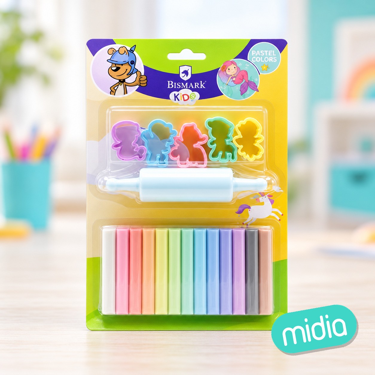Plastilina pastel 12 colores c/ moldes fairy tale