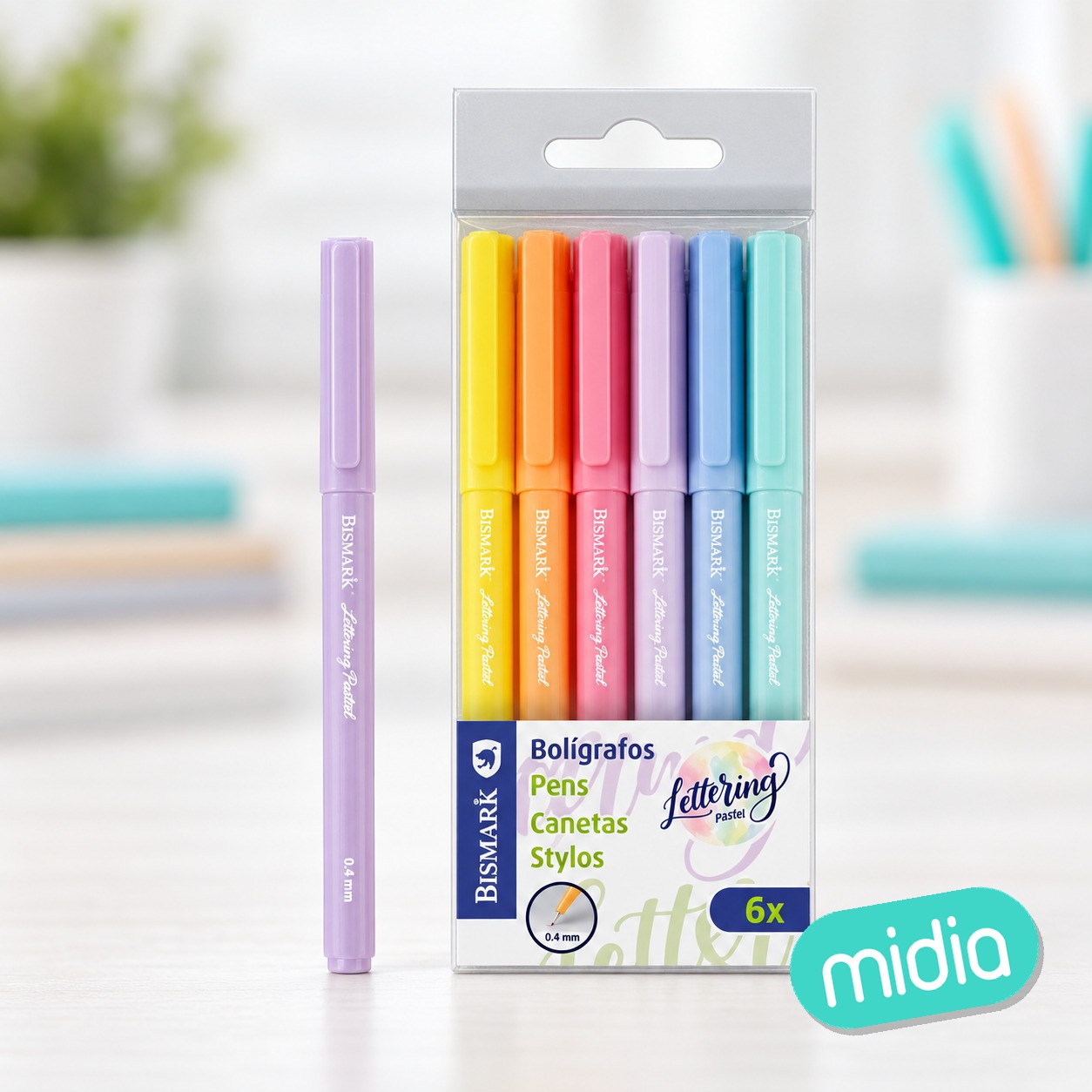 Set 6 boligrafos lettering pastel 0.4 mm
