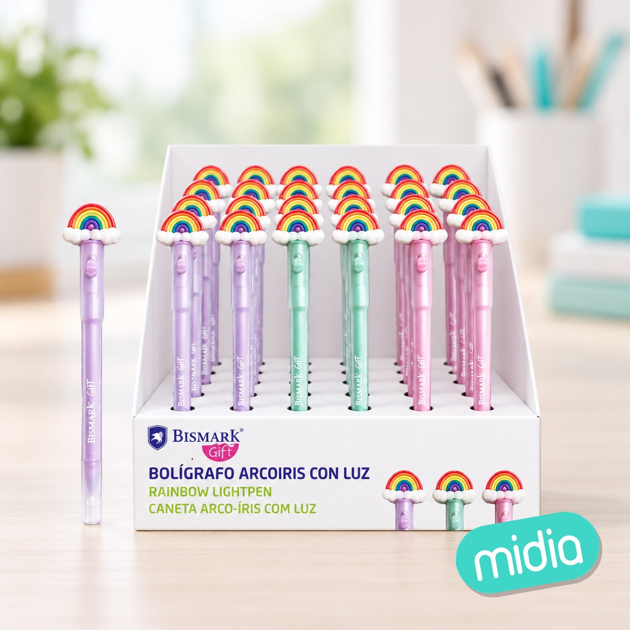 Boligrafo arcoiris c/ luz