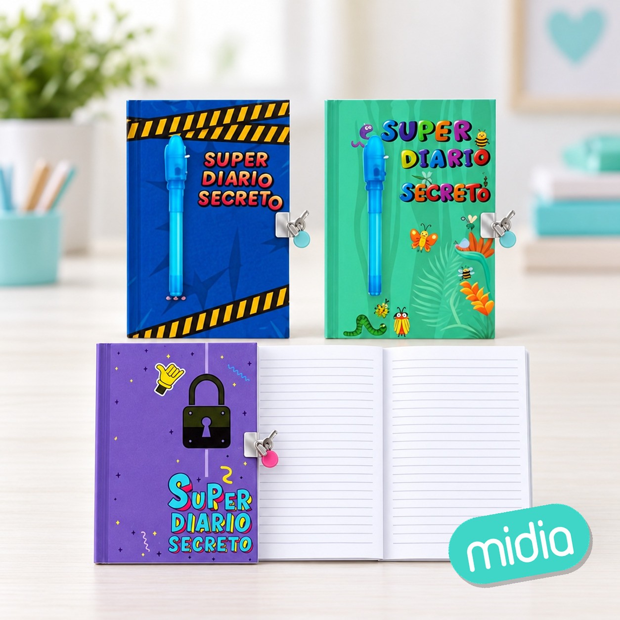 Diario candado boligrafo invisible agente secreto